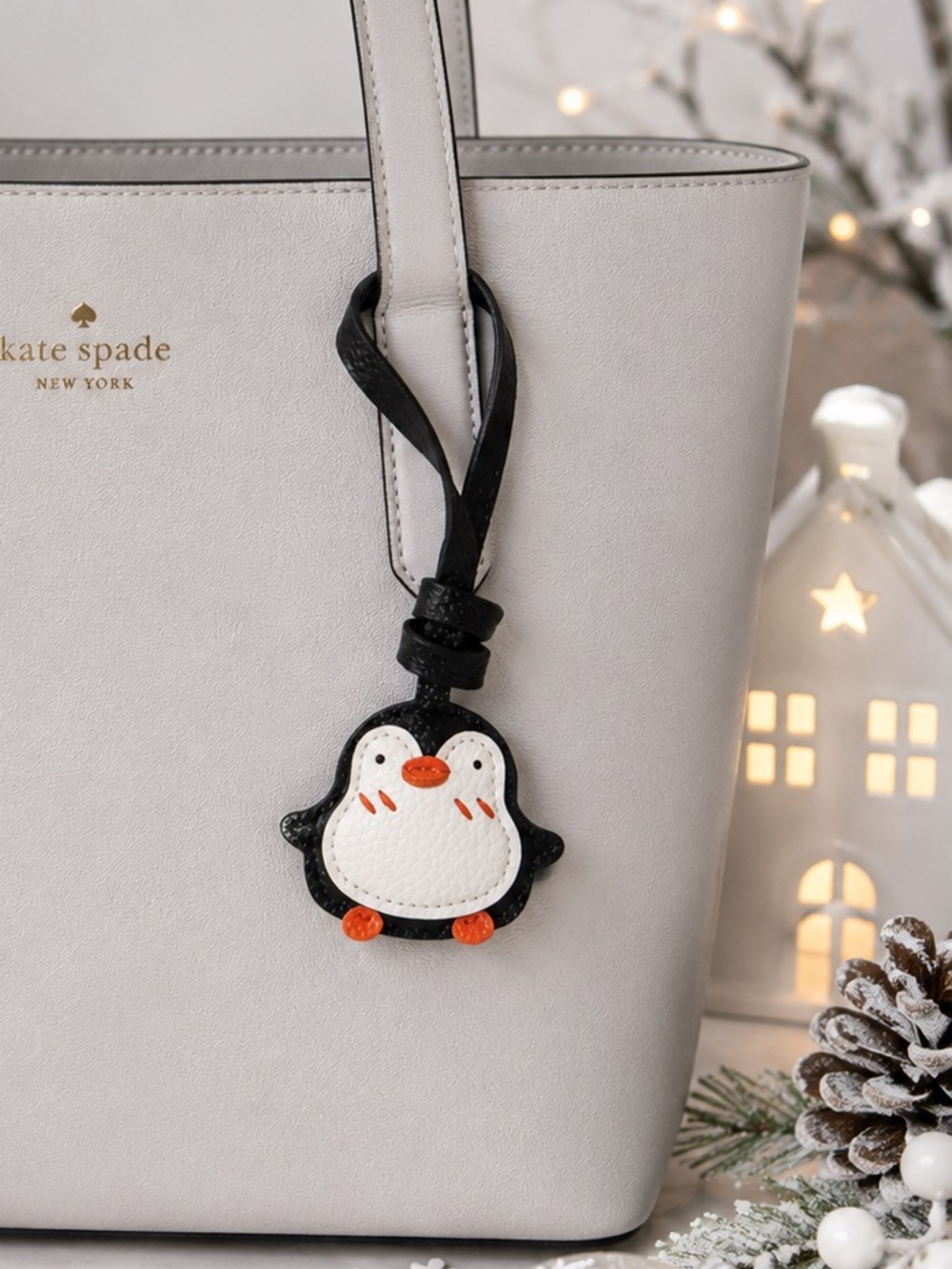 Cute Penguin Faux Leather Bag Charm Keychain | Kawaii Purse Accessory